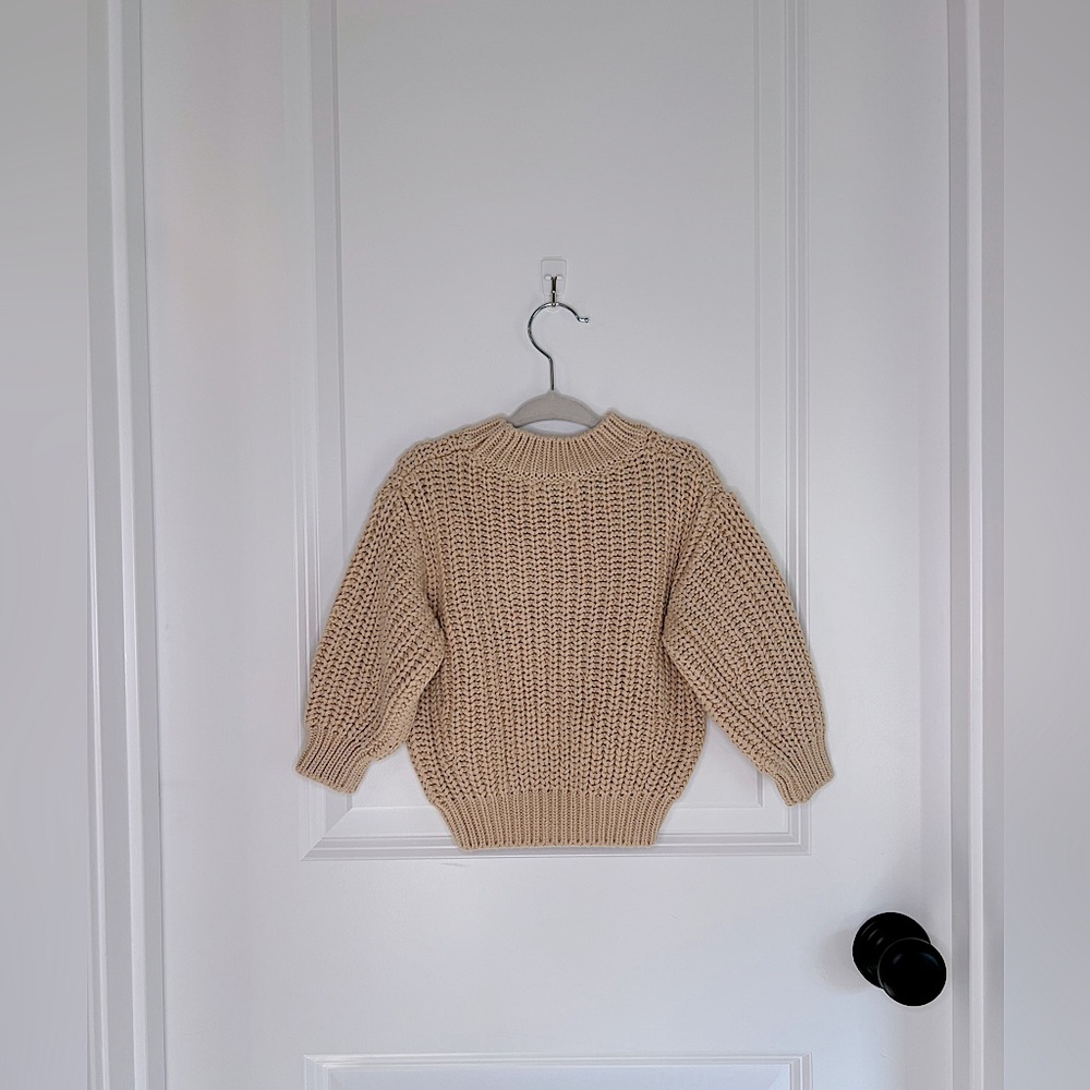 ☕️Quincy Mae Chinky Knit Organic Cotton Oversized Sweater in Shell NWT - Picture 2 of 6